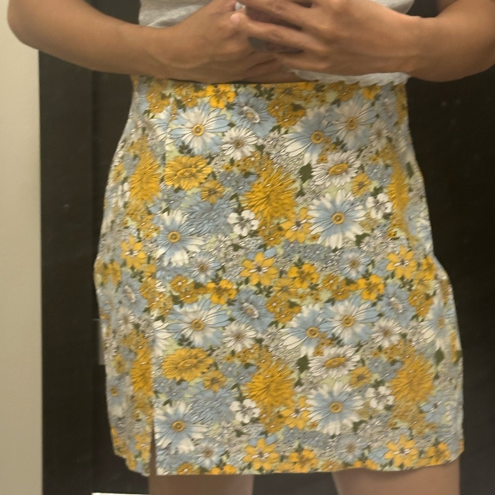Urban Outfitters Floral Pencil Skirt in Yellow and Blue